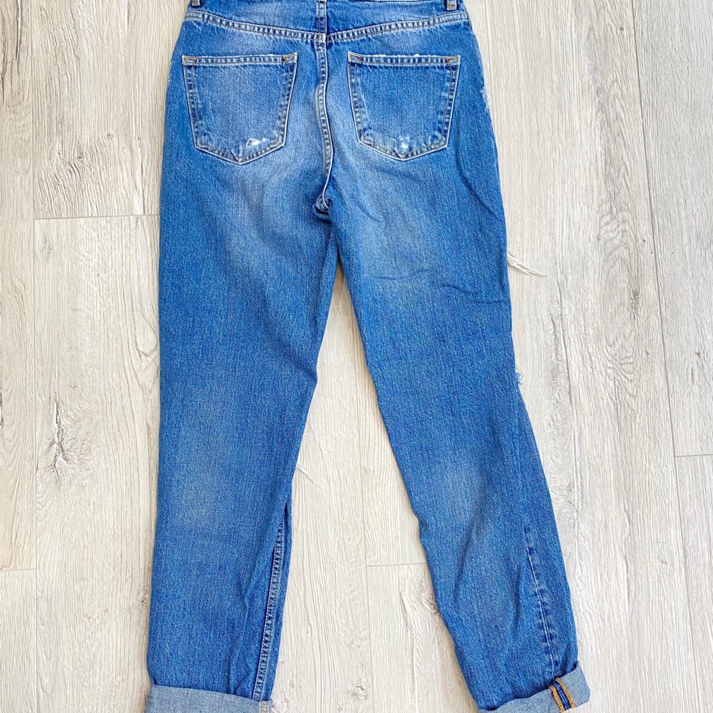 Zara Basic High Waist Distressed Denim - image 6